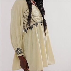 Free People Green Smocked Top